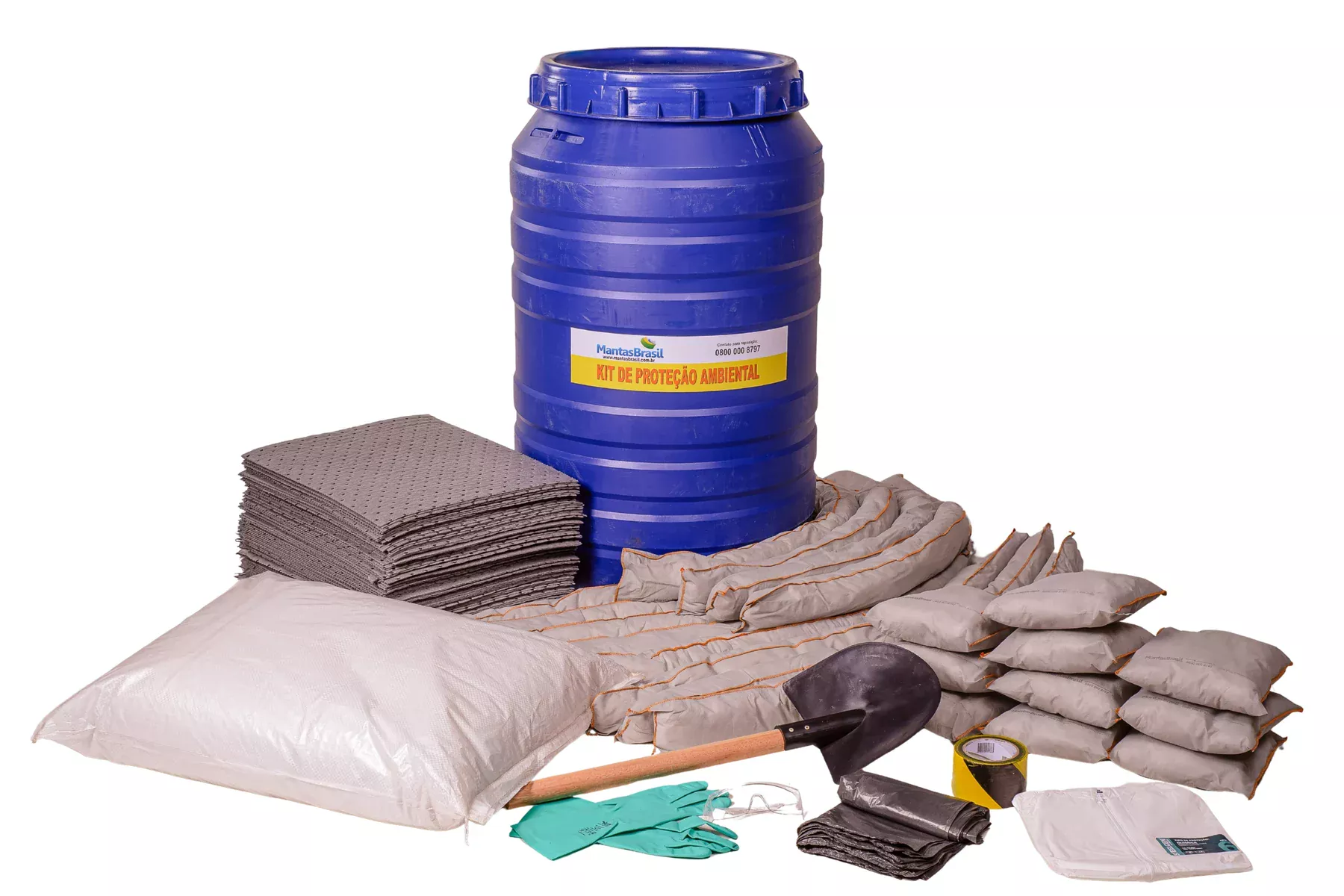 4200 - Kit Proteção Ambiental Bombona Azul 200 litros - Linha Cinza